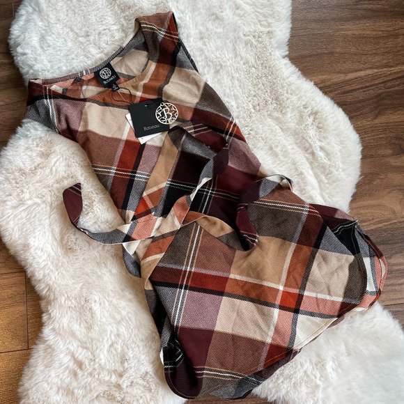 Bobeau Autumnal Plaid Sleeveless Top NWT - Picture 1 of 2